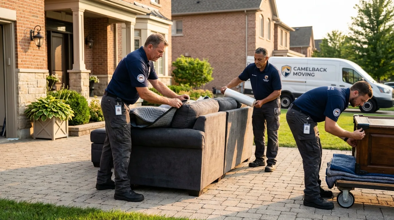 Large estate moving crew wrapping furniture in Shingle Springs, CA